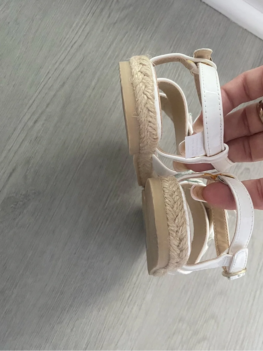 Janie and Jack White Sandals with Yellow, Pink and Aqua Fruit Appliqués